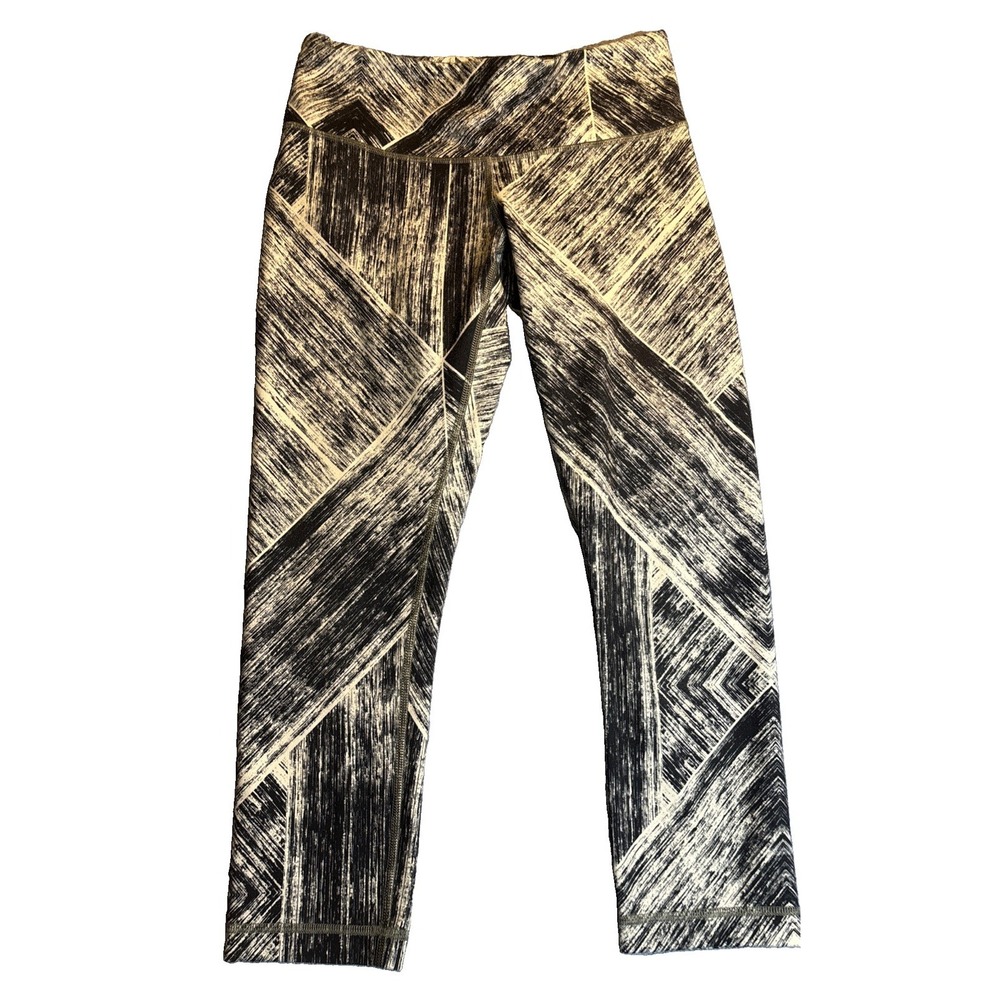 Lululemon Leggings Womens Black White Excellent Geometric Cropped Size 6